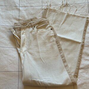 Driftwood Two Tone Cropped Wide Leg Jeans 100% Cotton Beige/White Size 30